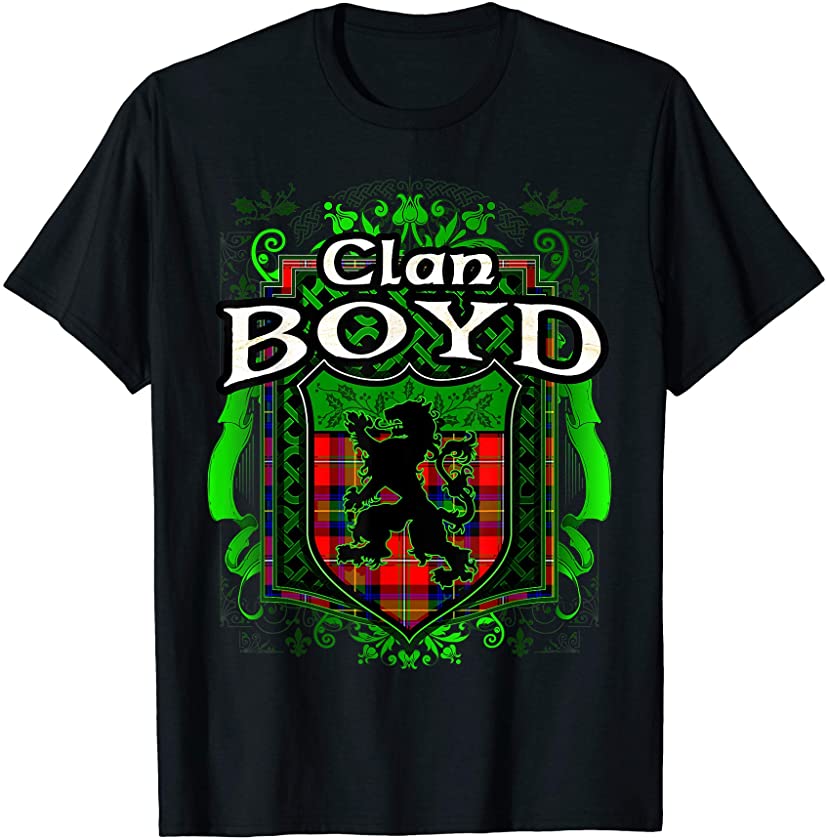 Scottish Surname Clan Boyd Tartan Lion Crest T-shirt