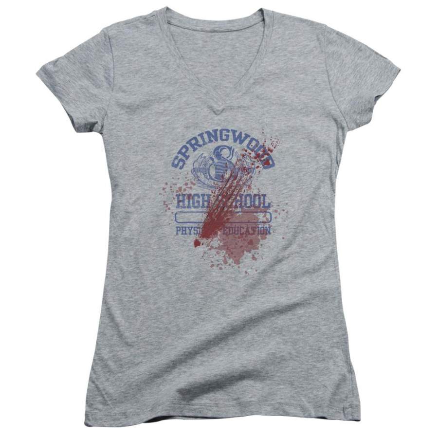 A Nightmare on Elm Street Springwood High Victim Juniors V-Neck T-Shirt