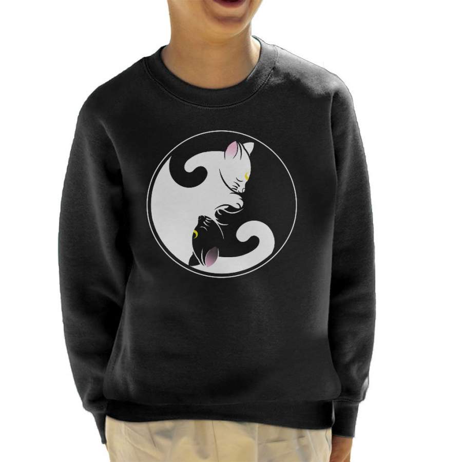 Sailor Moon Luna And Artemis Yin Yang Symbol Kid’s Sweatshirt