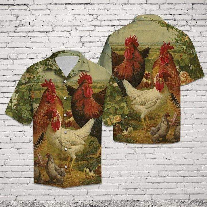 Find Vintage Chicken On Farm Hawaii Shirts Ha31397