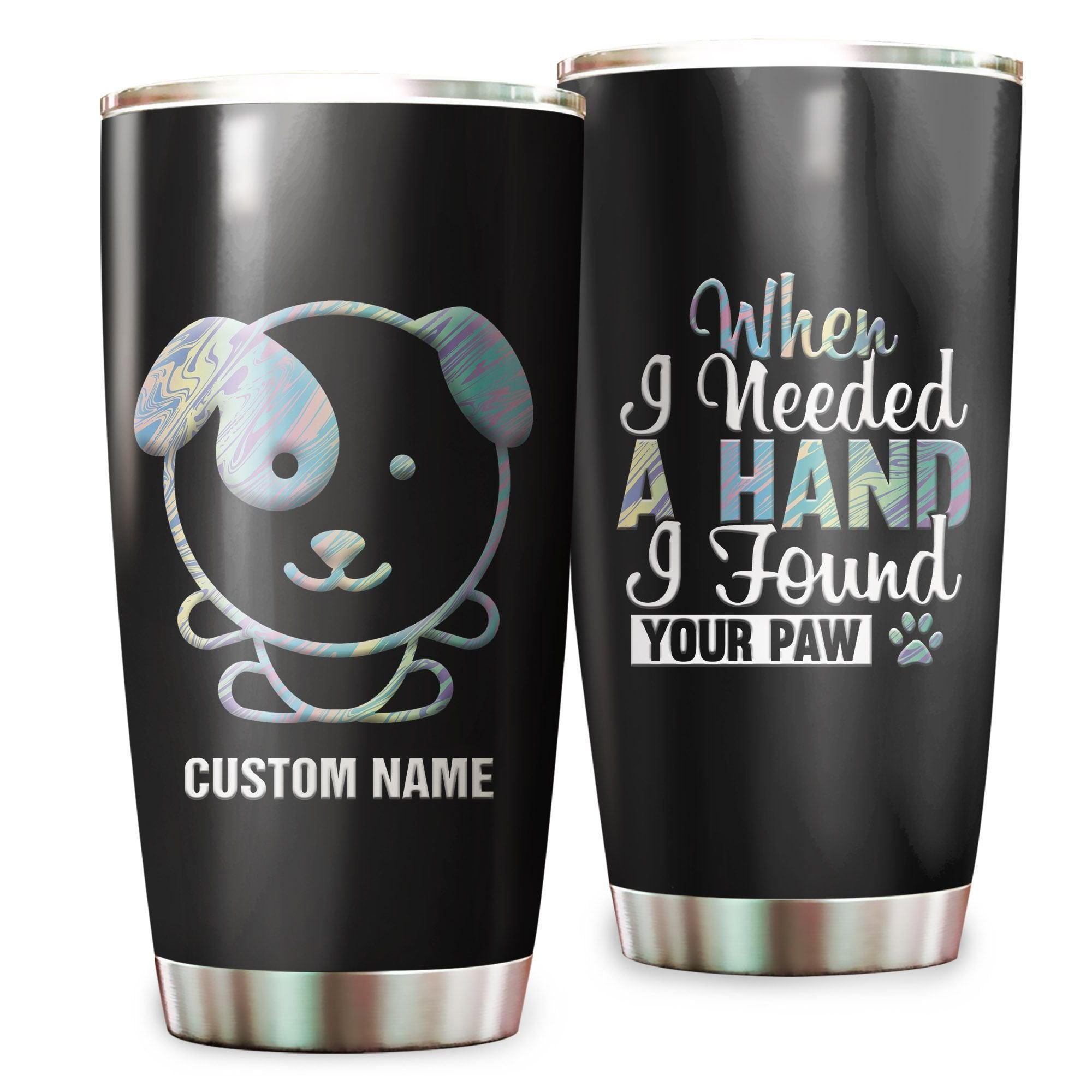 Cute Hologram Puppy Custom Name Stainless Steel Tumbler Travel Customize Name, Text, Number, Image Cup