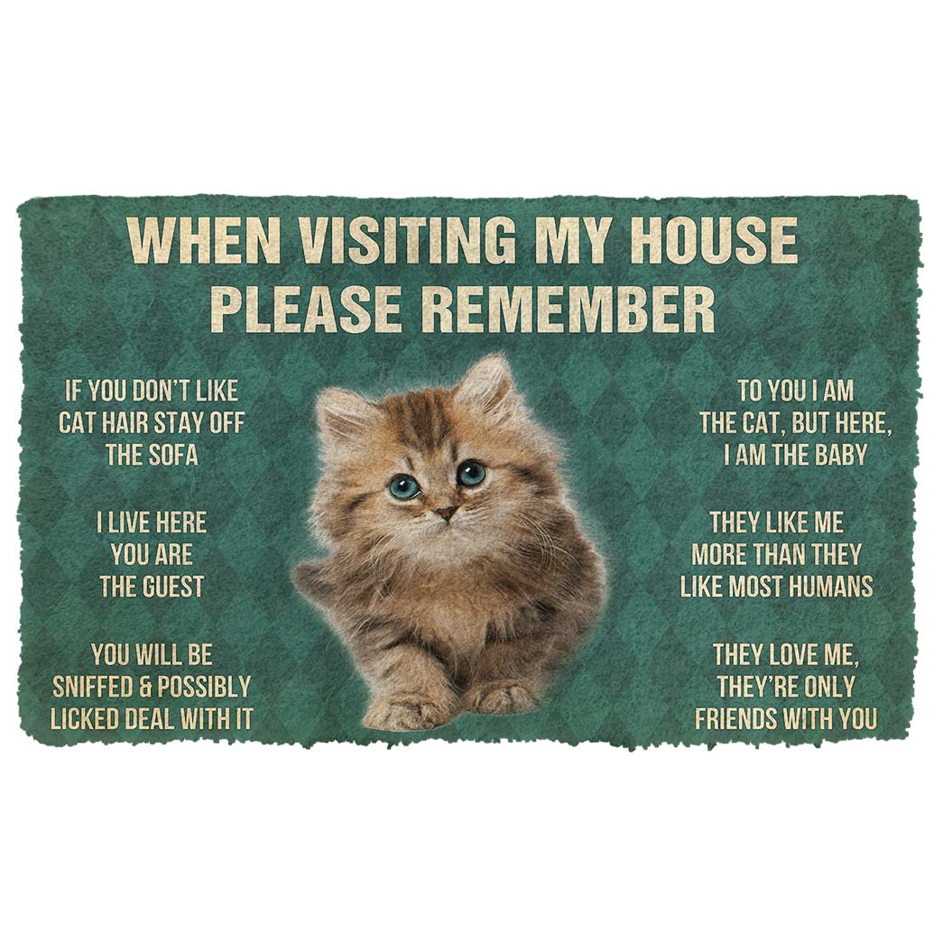 Gearhumans  Gearhuman 3D Please Remember Siberian Maine Kitten Cats House Rules Custom Doormat