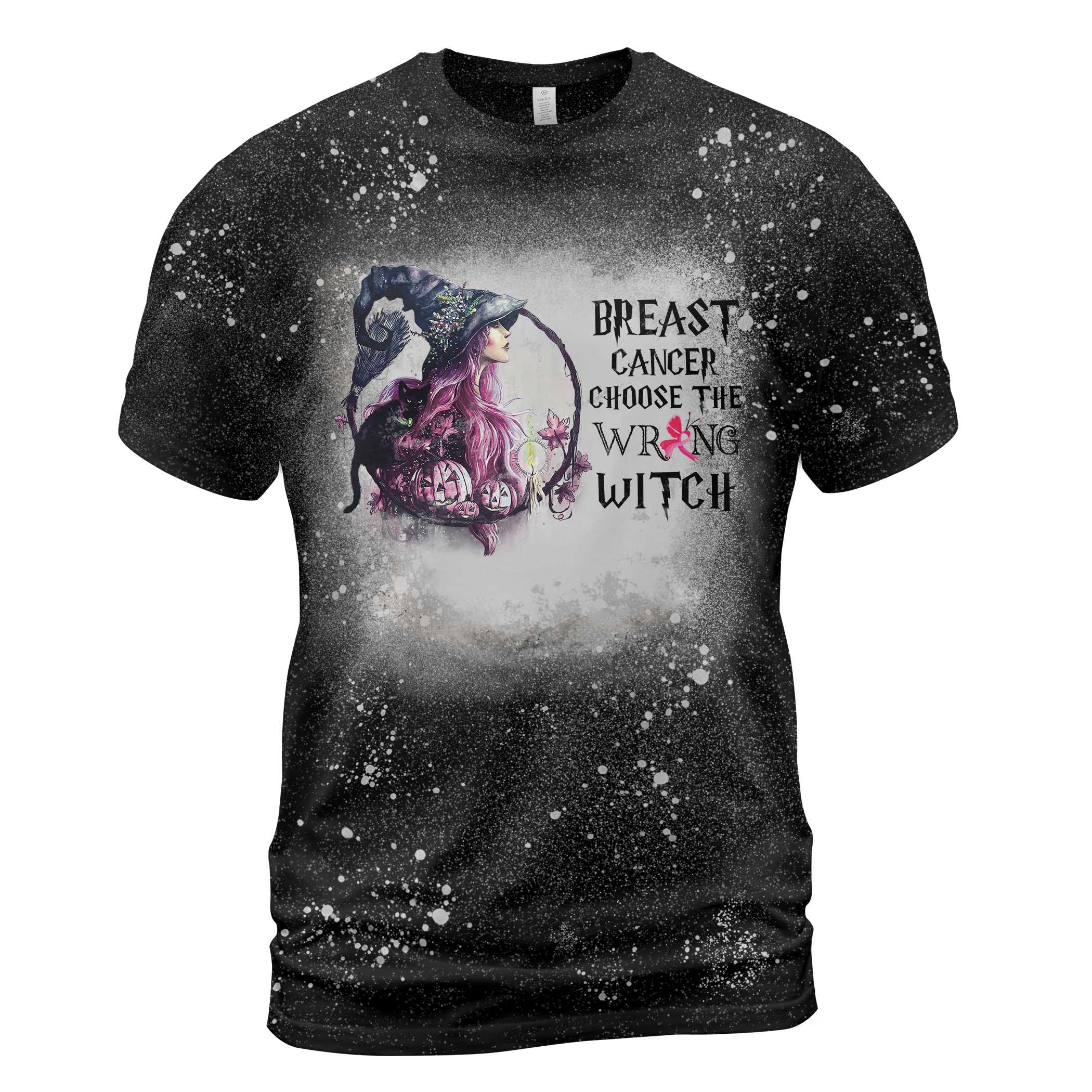 Breast Cancer Choose The Wrong Witch Bleached Breast Cancer Awareness Shirt, Breast Cancer Awareness Month Classic T-Shirt