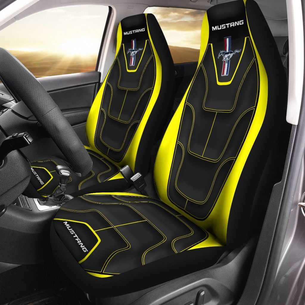 Mustang  Car Seat Cover (Set Of 2) Ver 3 (Yellow)