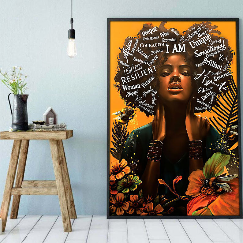 Black African Custom Canvas Modern Black History Month Poster Black Queen Black Men Glamorous Bedroom Wall Decor