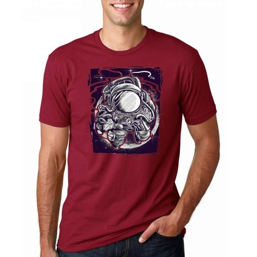 summer short sleeve cool Colored astronaut gardener space art drawing printed men t shirt cotton comfortable casual men t-shirt