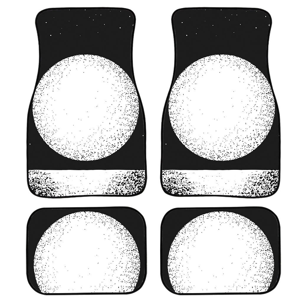 Black And White Moonlight Print Front And Back Car Floor Mats, Front Car Mat