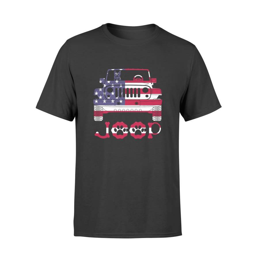 4th of July German Shepherd Dog Riding on Jeep T-shirt – Standard T-shirt