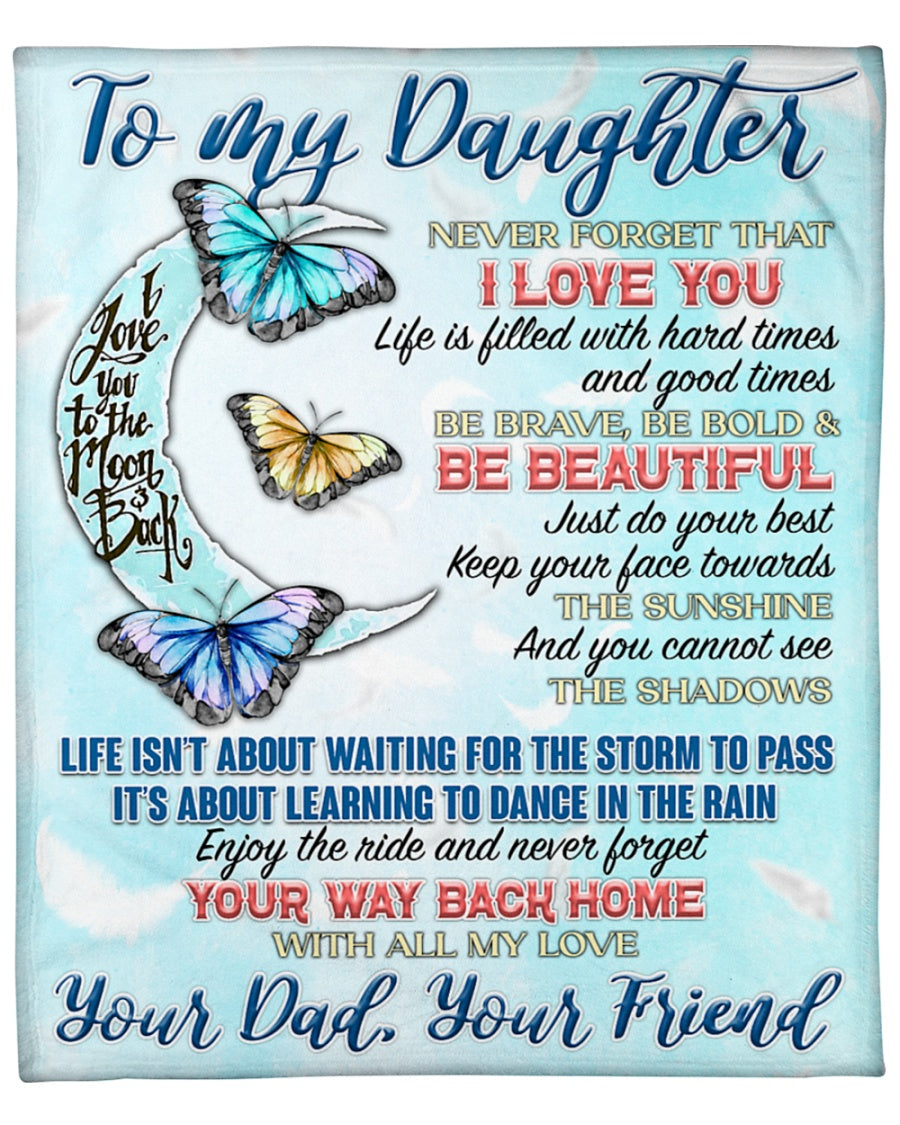 Be Brave, Be Bold & Be Beautiful, Butterfly Dad And Daughter Fleece Blanket Gift For Daughter For Family Home Decor Bedding Couch Sofa Soft And Comfy Cozy