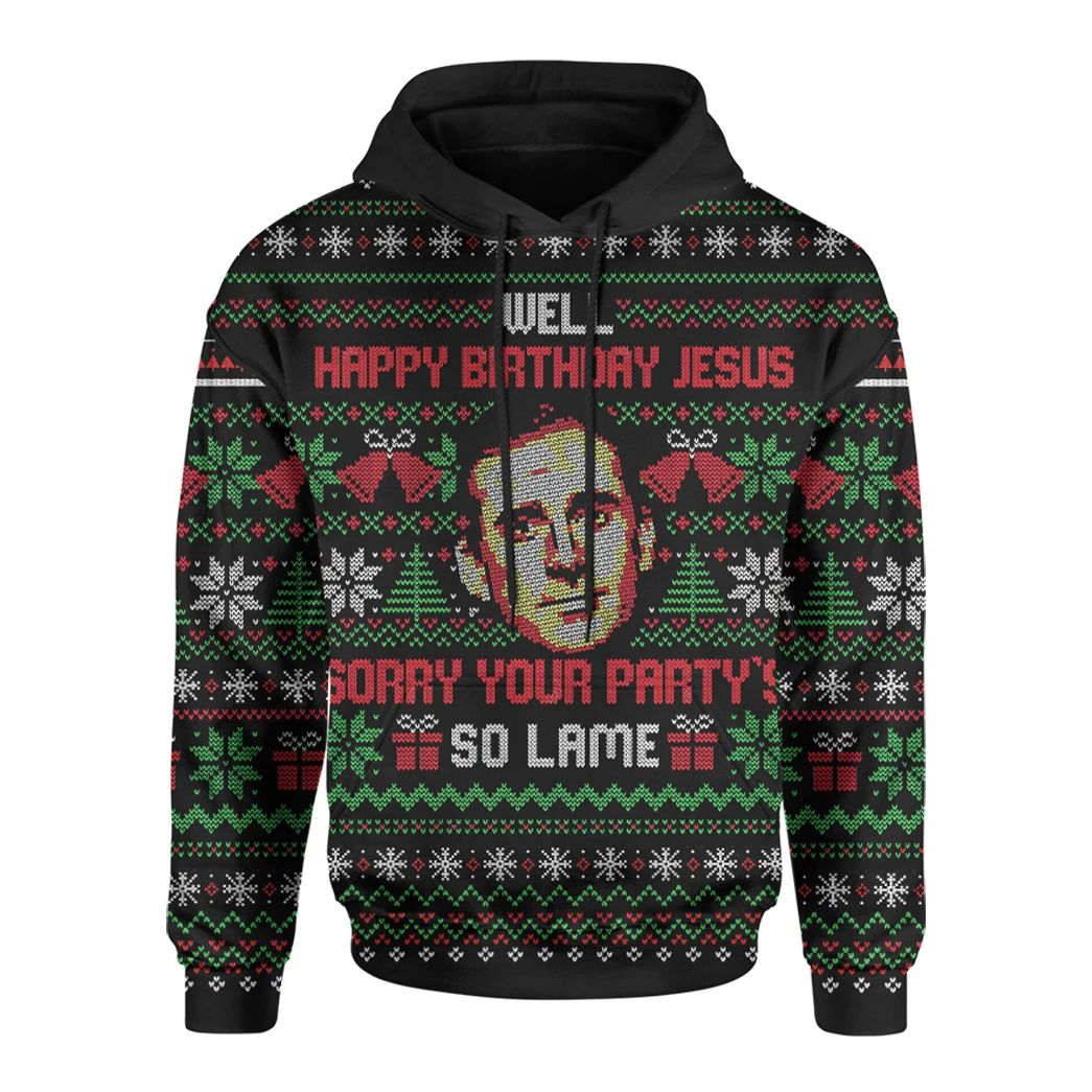 Alohazing 3D The Office Michael Scott Sorry Your Party’S So Lame Ugly Christmas Custom Hoodie