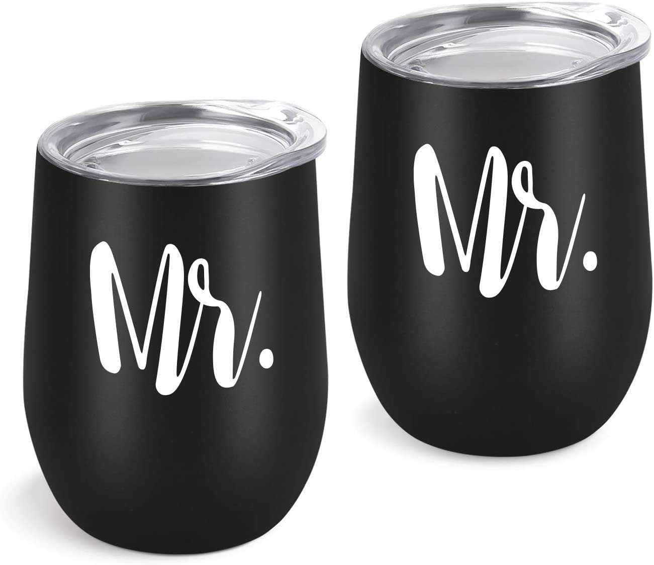 Mr And Mr Wine Tumbler, Gay Couple Tumbler For Men, Gay Pride Tumbler 12 Oz Insulated Stainless Steel Wine Tumbler With Lid, Black