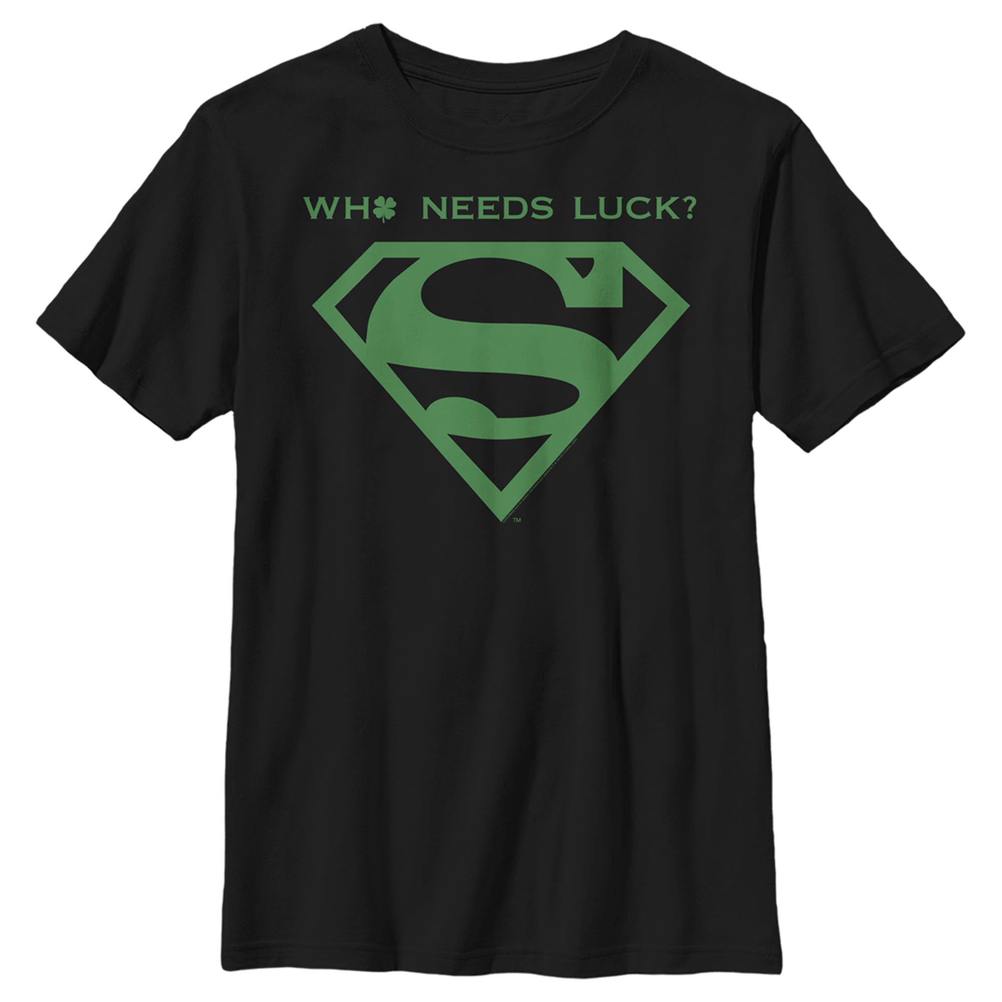 Boy’S Superman St. Patrick’S Day Who Needs Luck? T-Shirt