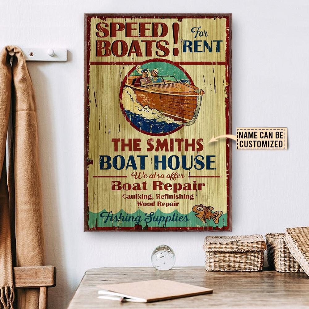 Aeticon Gifts Personalized Boat House Speed Boats Canvas Mom Dad Gift Home Decor