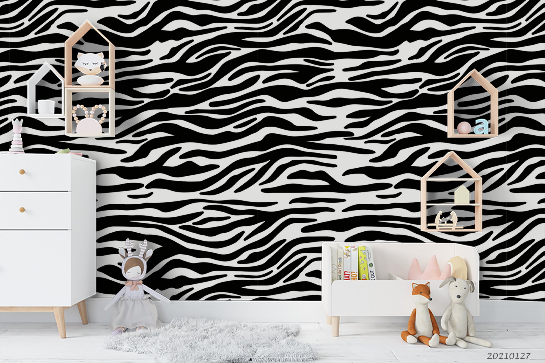 3D Hand Drawn Black Animal Print Wall Mural Wallpaper Lqh 95