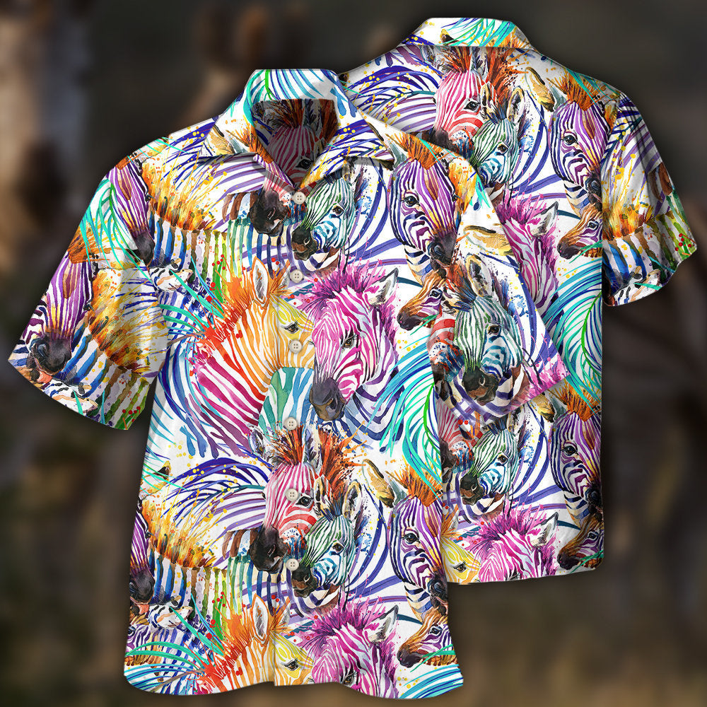 Zebra Colorful Leaf Hawaii Shirt Ha30678