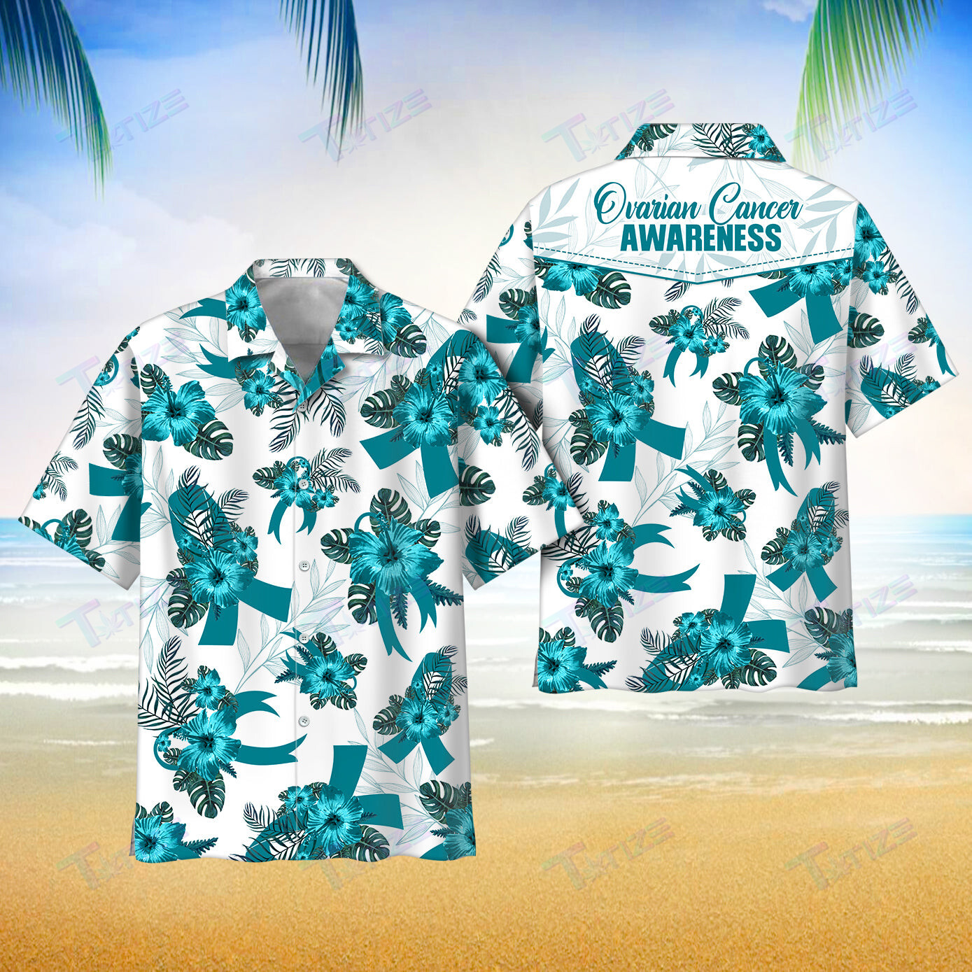 Ovarian Cancer Awareness Aloha All Over Printed Hawaii Shirt Size S Ha87263