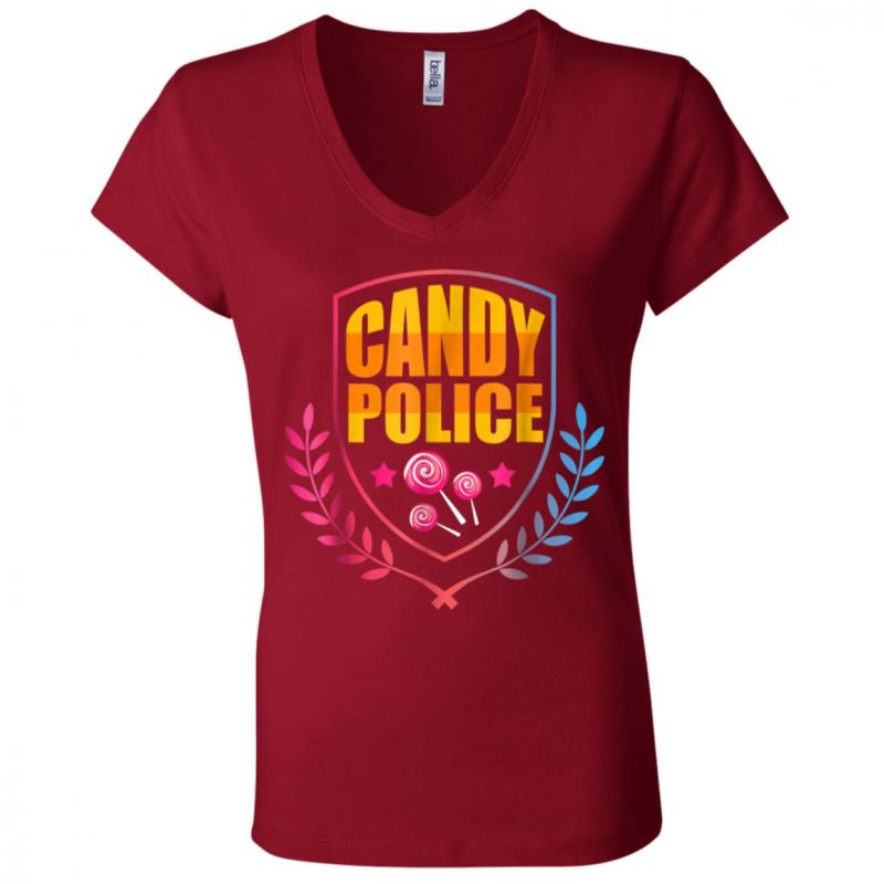 Candy Police Funny Mom Or Dad Halloween Costume Women V-neck T-shirt