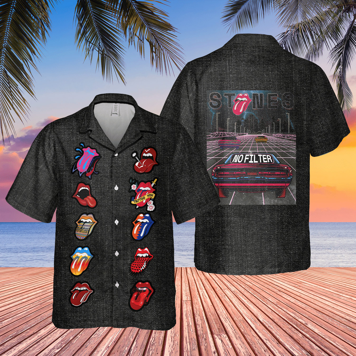 The Rolling Stones No Filter Tour Denim Pattern Hawaii Shirt Ha9447