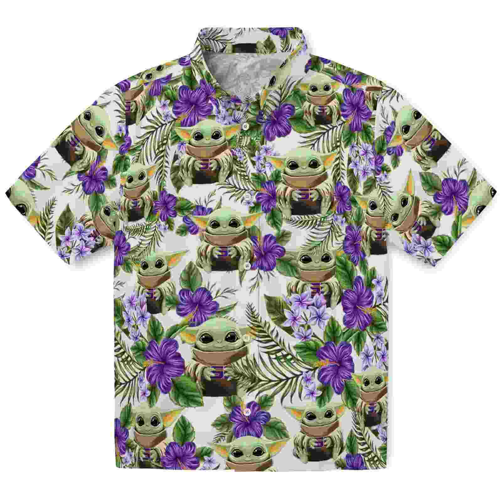 Lsu Tigers Tropical Yoda Green Hawaiian Shirt