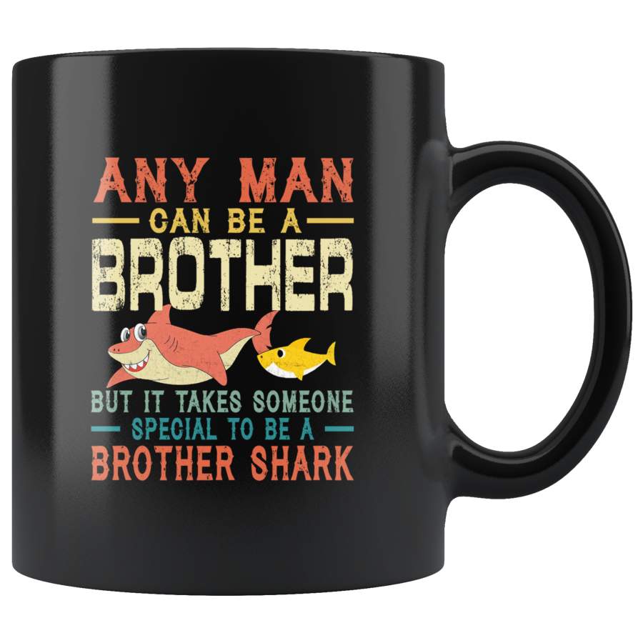 Vintage someone special to be a Brother shark black coffee mug, gift for brother