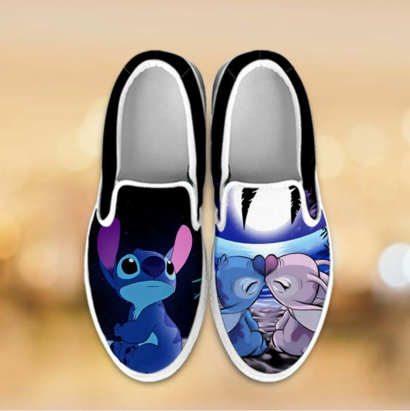 Stitch Character Cartoon Couple Gift For Fans Custom Shoes Slip On Shoes