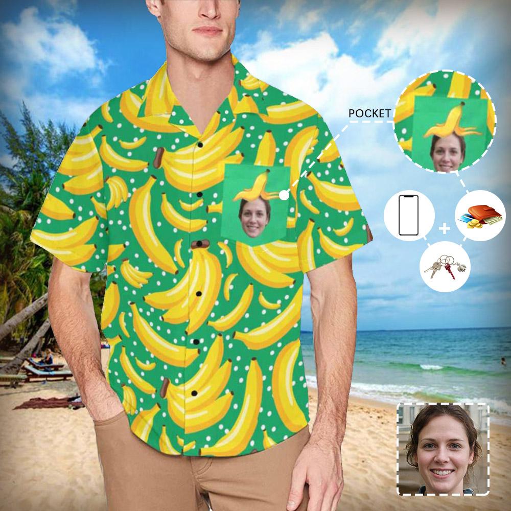 Custom Face Banana All Over Print Hawaii Shirt With Chest Pocket Ha92584