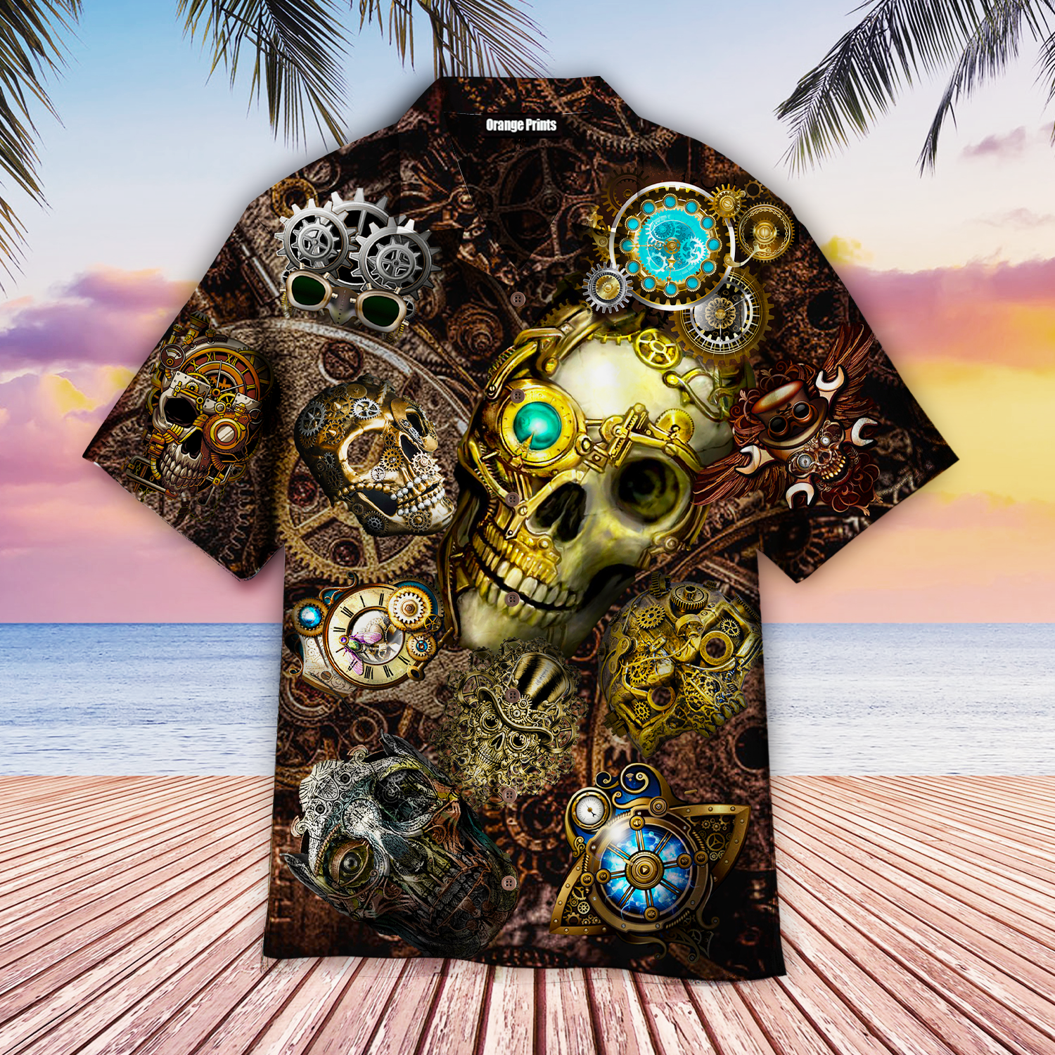 Amazing Steampunk Skull Aloha Hawaii Shirts For Men And Women Ha83695