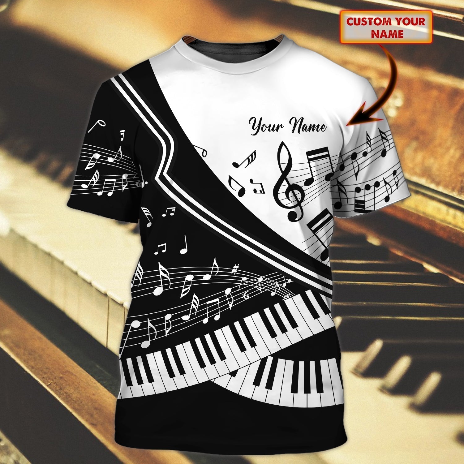 Personalized Piano Lover 3D All Over Print T Shirt, Gift For Piano Lovers, Musican Piano Sublimation Shirts