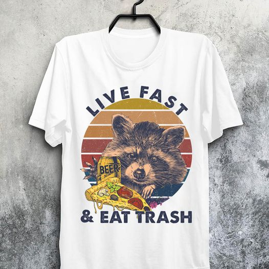 Live Fast And Eat Trash Funny Racoon Retro Vintage Standard/Premium T-Shirt