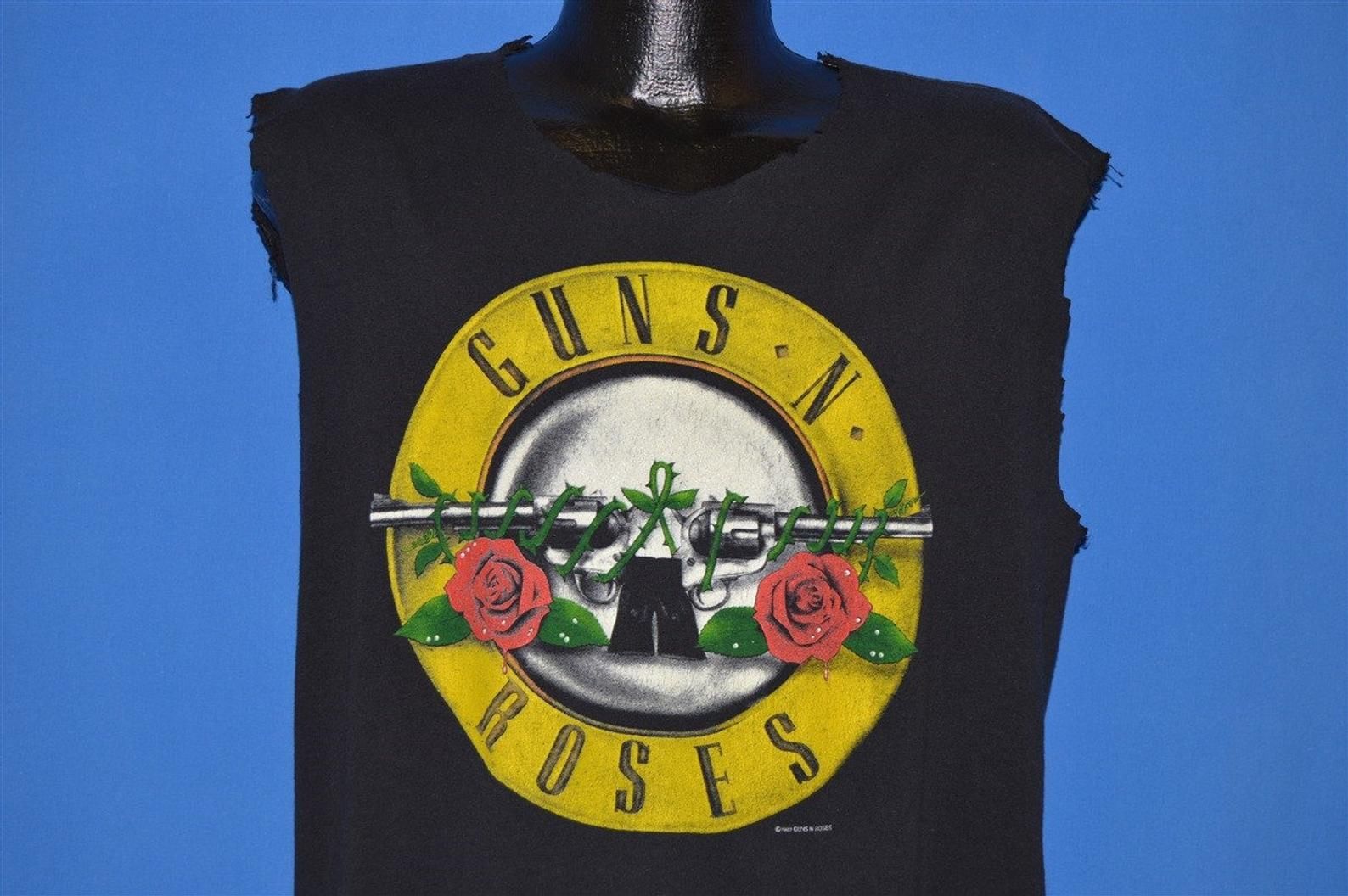 80S Guns N Roses Was Here Sleeveless Cutoff T-Shirt