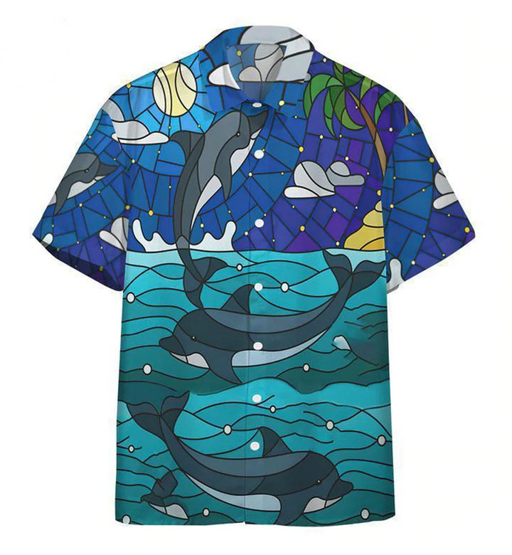 Dolphin Stained Glass Style Hawaii Shirt Ha81939