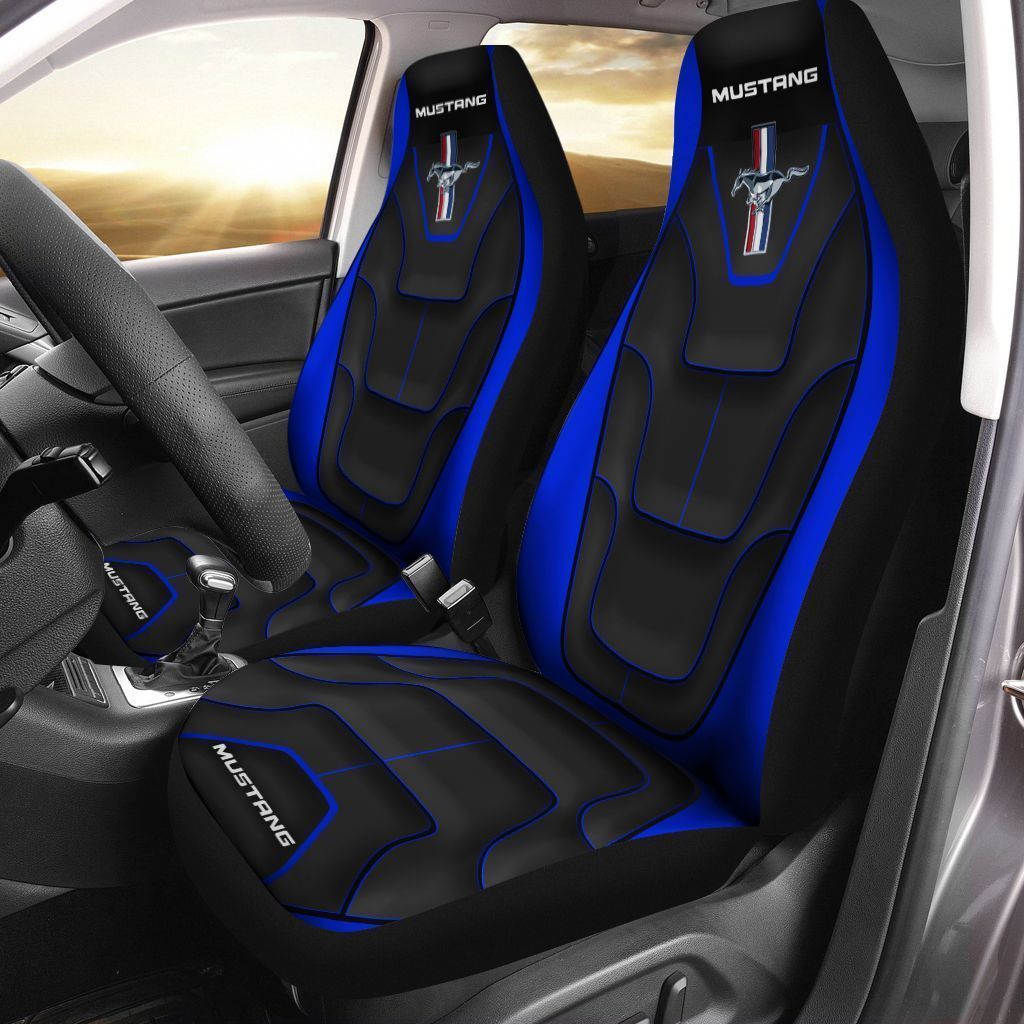 Mustang Car Seat Cover (Set Of 2) Ver 3 (Blue)