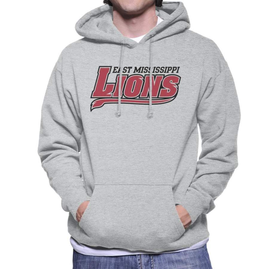 East Mississippi Community College Lions Dark Tail Logo Men’s Hooded Sweatshirt