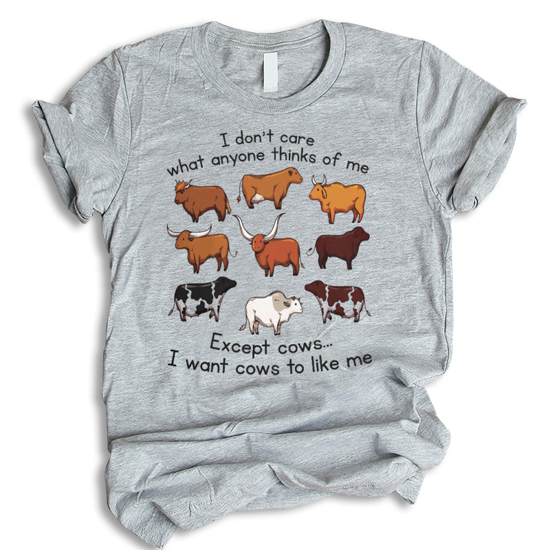 I Don’T Care What Anyone Thinks Of Me Except Cows Shirt, Cute Cow Shirt, Cow Girl Hoodie, Cow Horn Shirt, Farmer Shirt, Gift For Cow Lovers