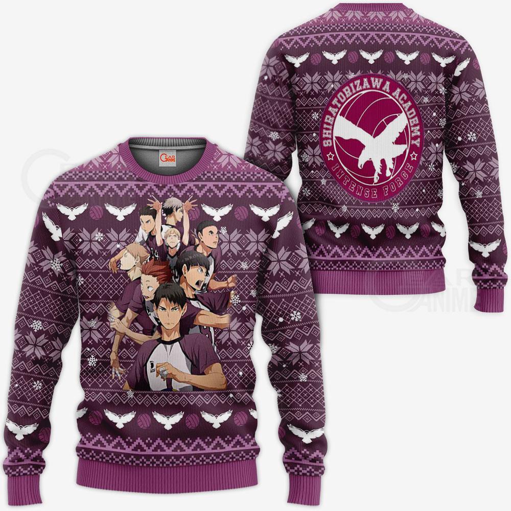 Shiratorizawa Academy Ugly Christmas Sweater Haikyuu Anime Xmas VA10