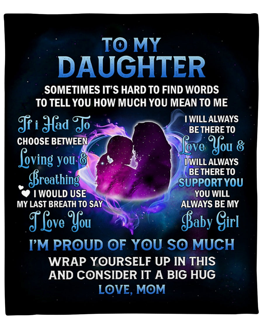 To My Daughter I Would Use My Last Breath To Say I Love You Fleece Blanket Gift For Family, Birthday, Daughter, Mother To Daughter Gift Home Decor Bedding Couch Sofa Soft And Comfy