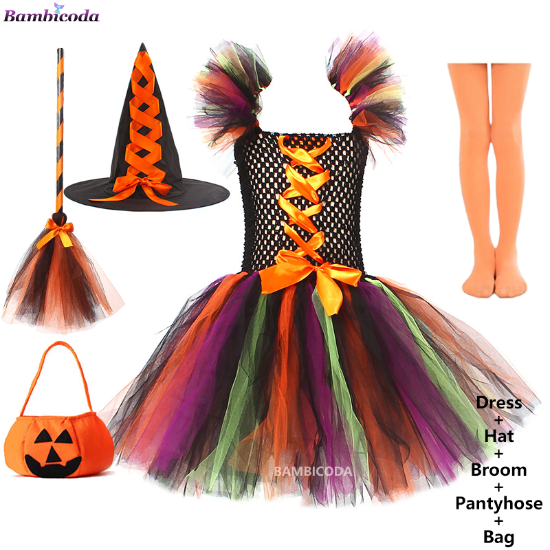 2022 Halloween Costume for Kids Girls Tutu Dress Halloween Cosplay Witch Costume for Kids Children Christmas Party Dress Disfraz alx