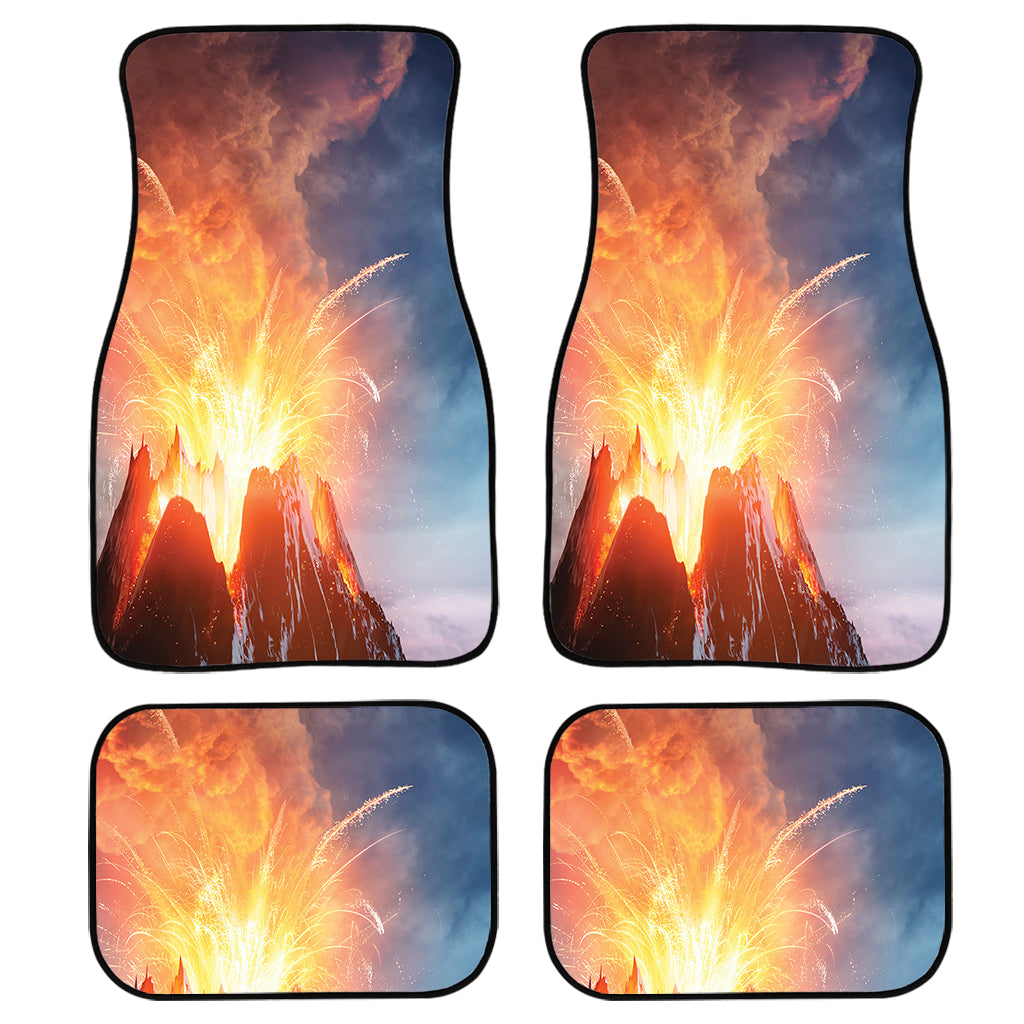 Erupting Volcano Print Front And Back Car Floor Mats, Front Car Mat