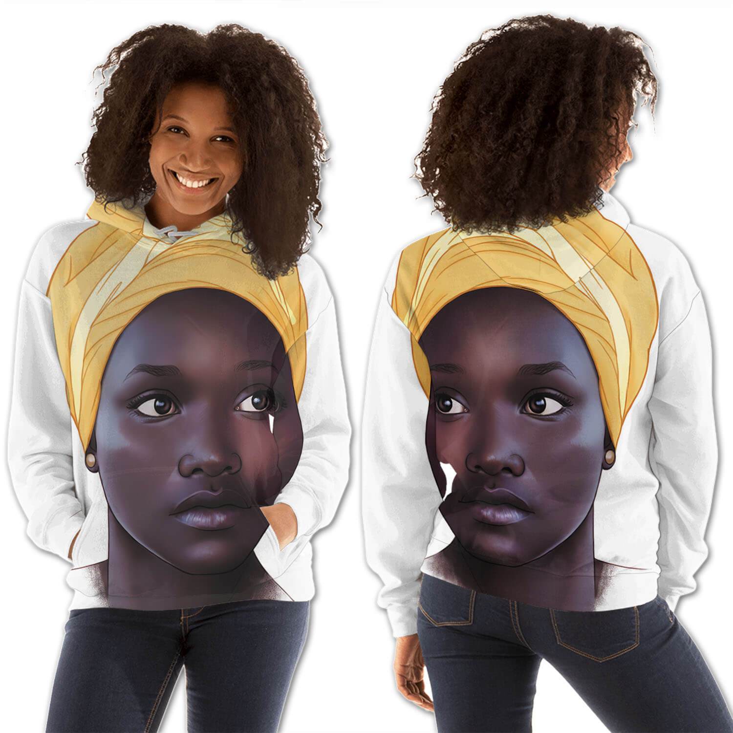 African American Hoodies Cute Afro American Girl All Over Print Womens Hooded Sweatshirt African Fashion Styles BPS73774