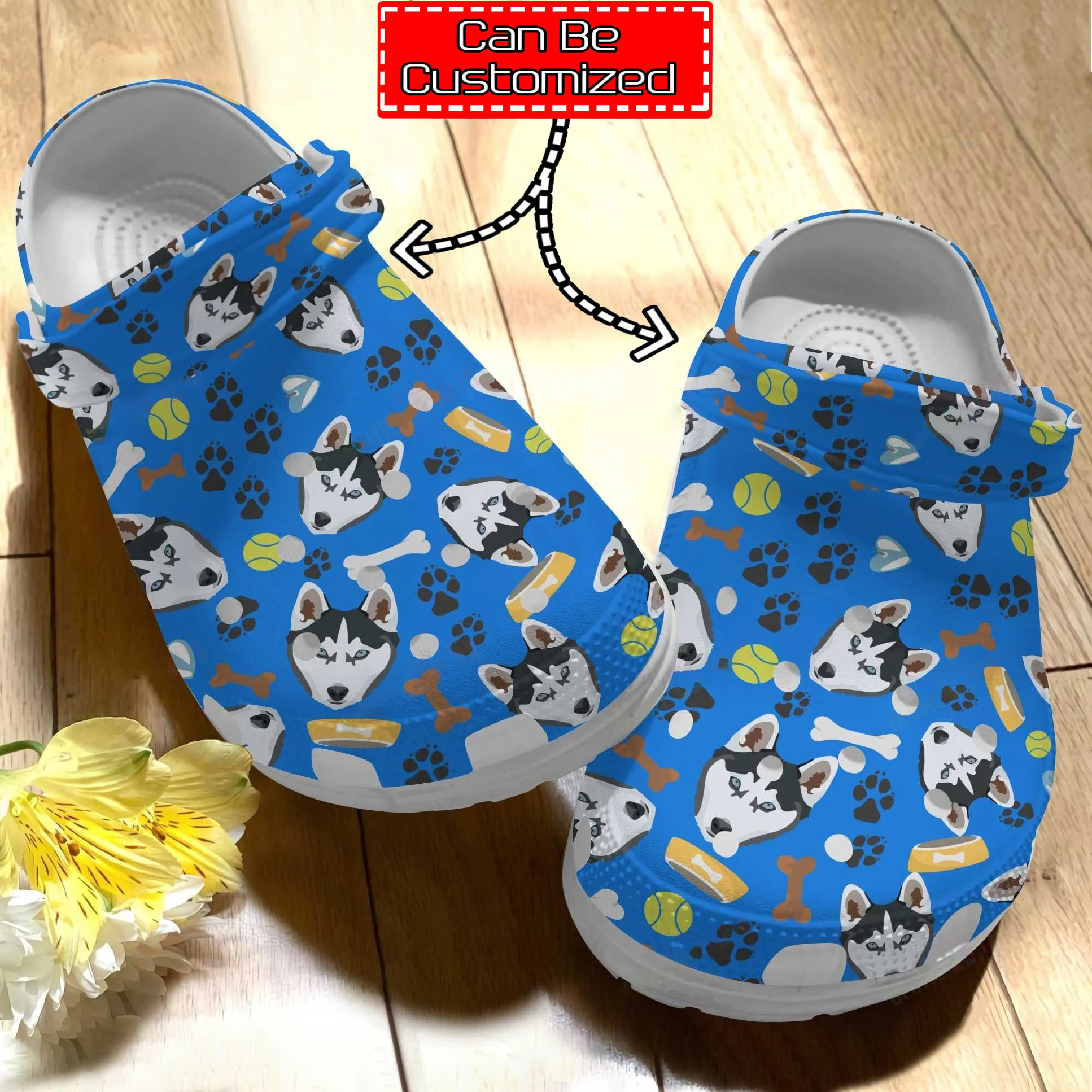 Dog Crocs Personalized Husky Stuff Pattern Clog Shoes Justbeperfect