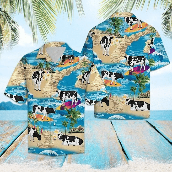 Hawaii Aloha Shirts Cow In The Summer Beach Ha37562