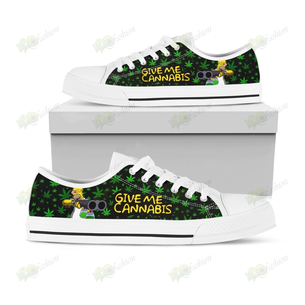 The Simpsons Cartoon Weed Low Top Shoes 06