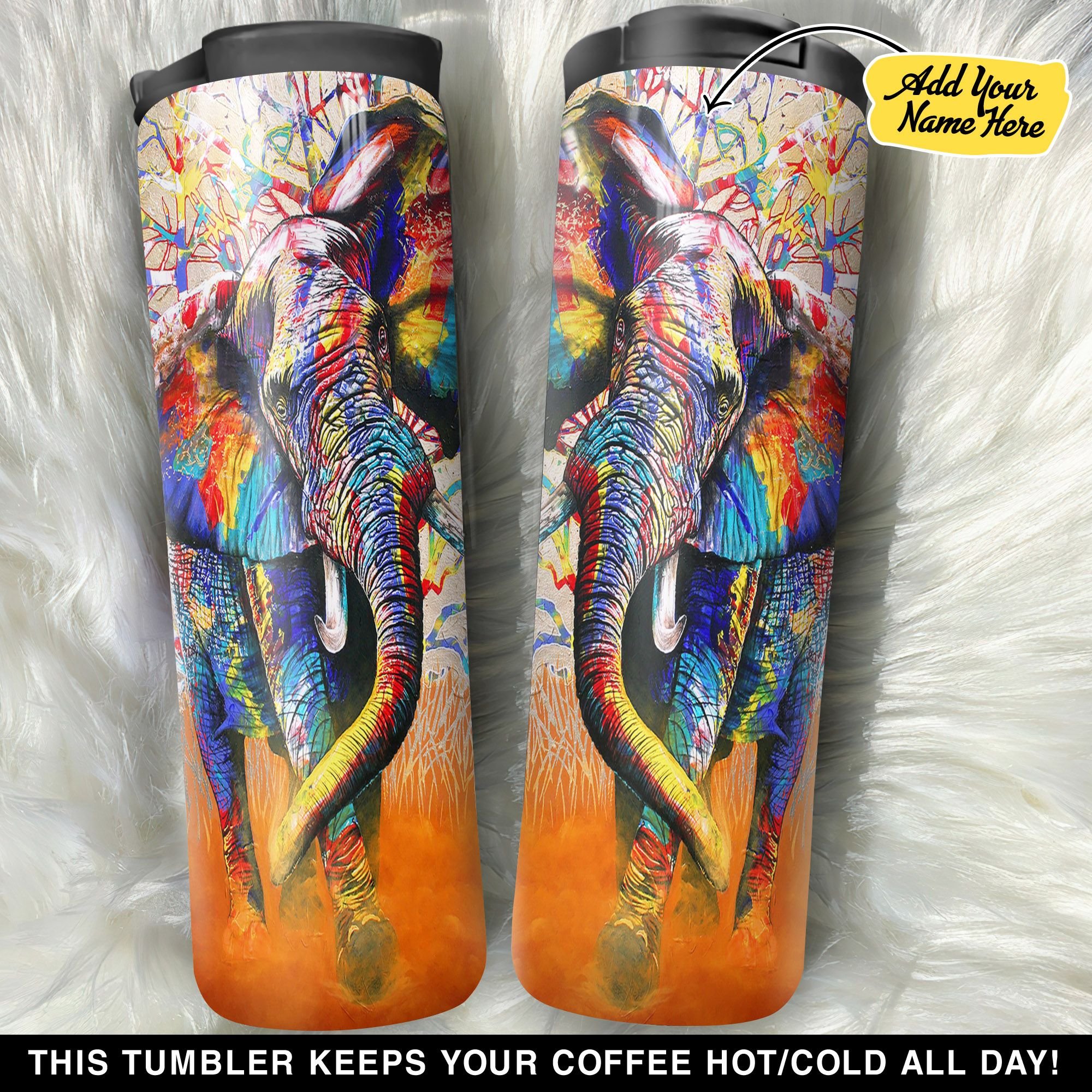 Personalized Elephant Colorful GS1704970OD Stainless Steel Worldmark Tumbler