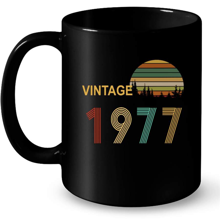 Vintage 1977, Birthday Gift, Retro Classic – Full-Wrap Coffee Black Mug