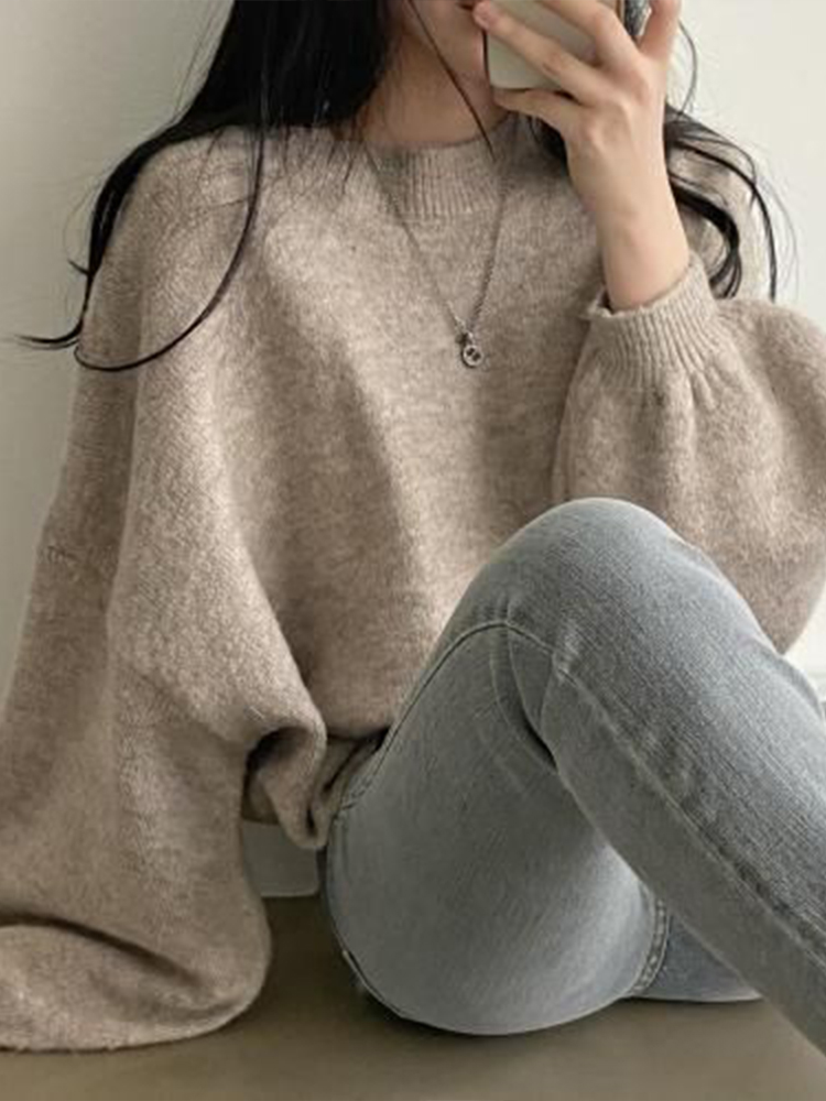 Vintage Women Knitted Sweaters Autumn Winter Thick Warm Chic Pullovers Tops Oversized Casual Loose Knitwear Jumper Female Pull alx