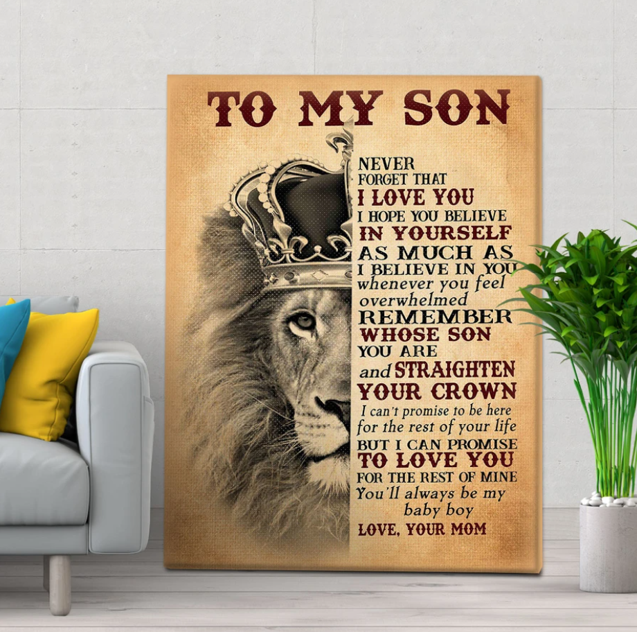 To My Son Lion Premium Wall Art Canvas And Poster, Wall Decor, Canvas Instructure – Gift For Son From Mom