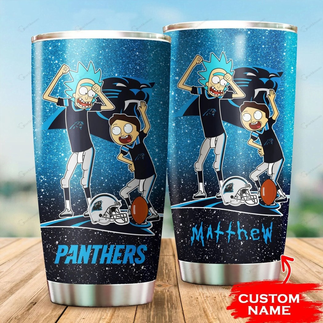 Custom Name Carolina Panthers Rick And Morty Tumbler Mug