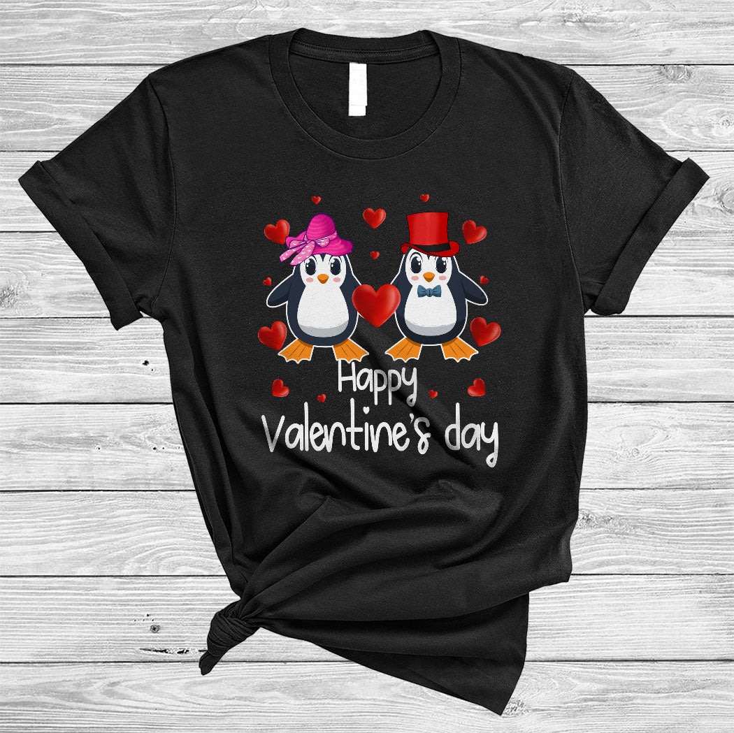 Happy Valentine’S Day Cute Cool Valentine Hearts Couple Penguin Animal Lover Gifts T-Shirt