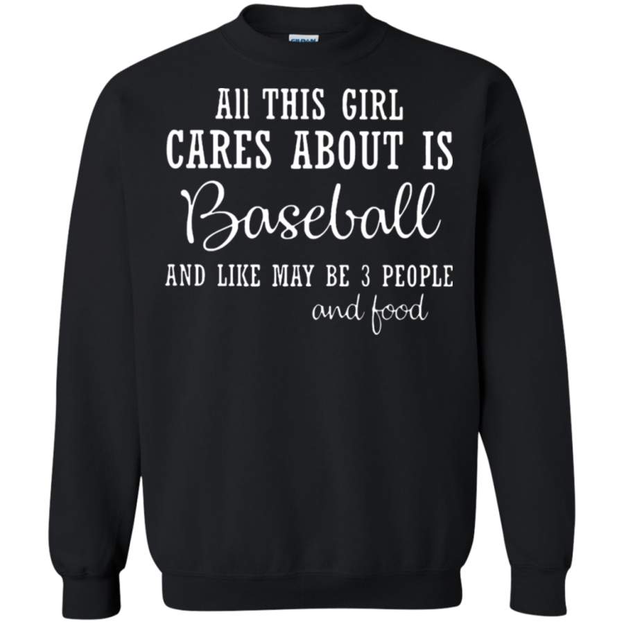 AGR All This Girl Cares About Is Baseball 3 People And Food Sweatshirt