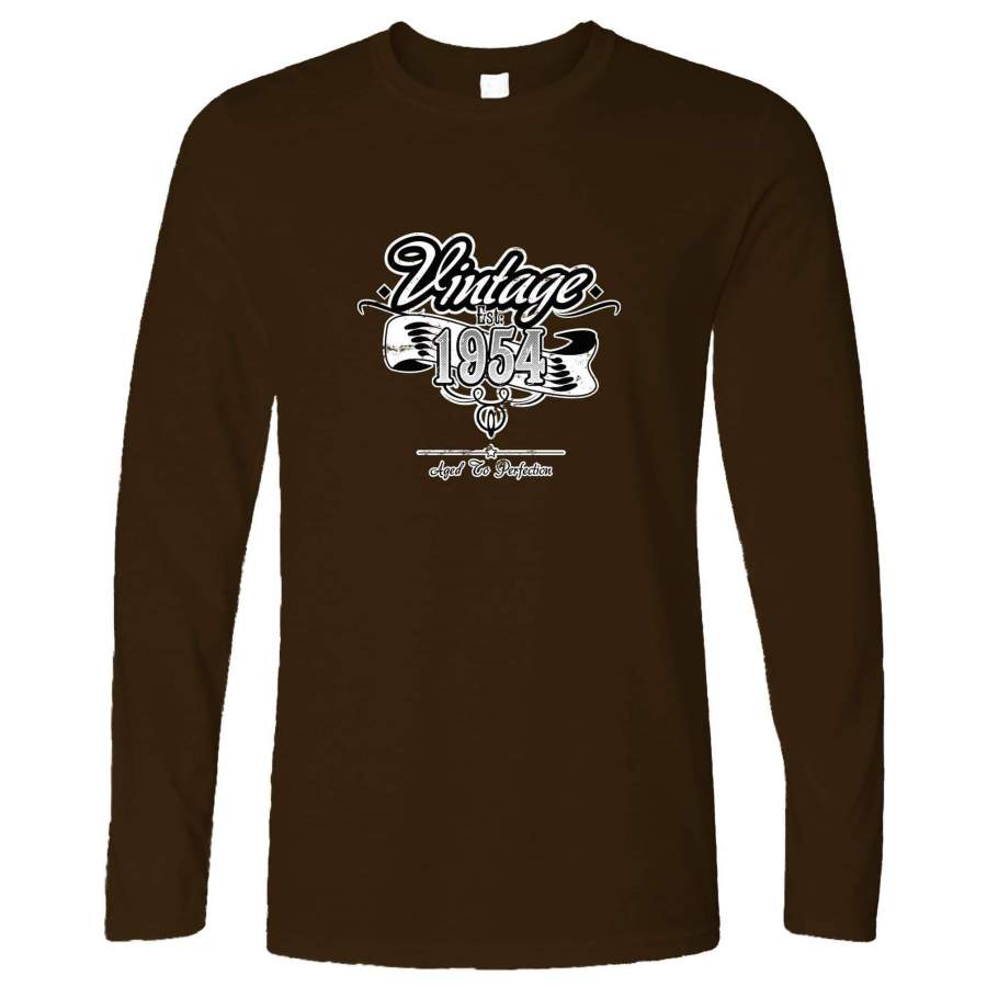 Birthday Long Sleeve Vintage Est 1954 Aged To Perfection T-Shirt